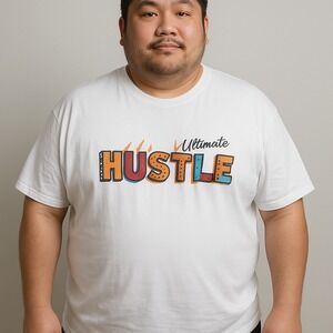Ultimate Hustle Graphic T-Shirt White Crew Neck Tee Soft‎ Fabric